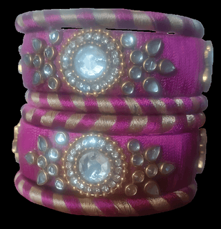 Indian Traditional Silk Thread Bangle Set - Fuschia