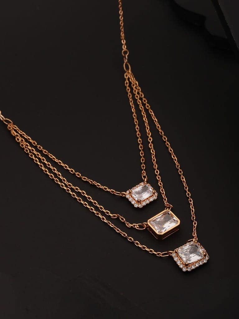 Gold Toned AD Studded Layered Necklace view 2