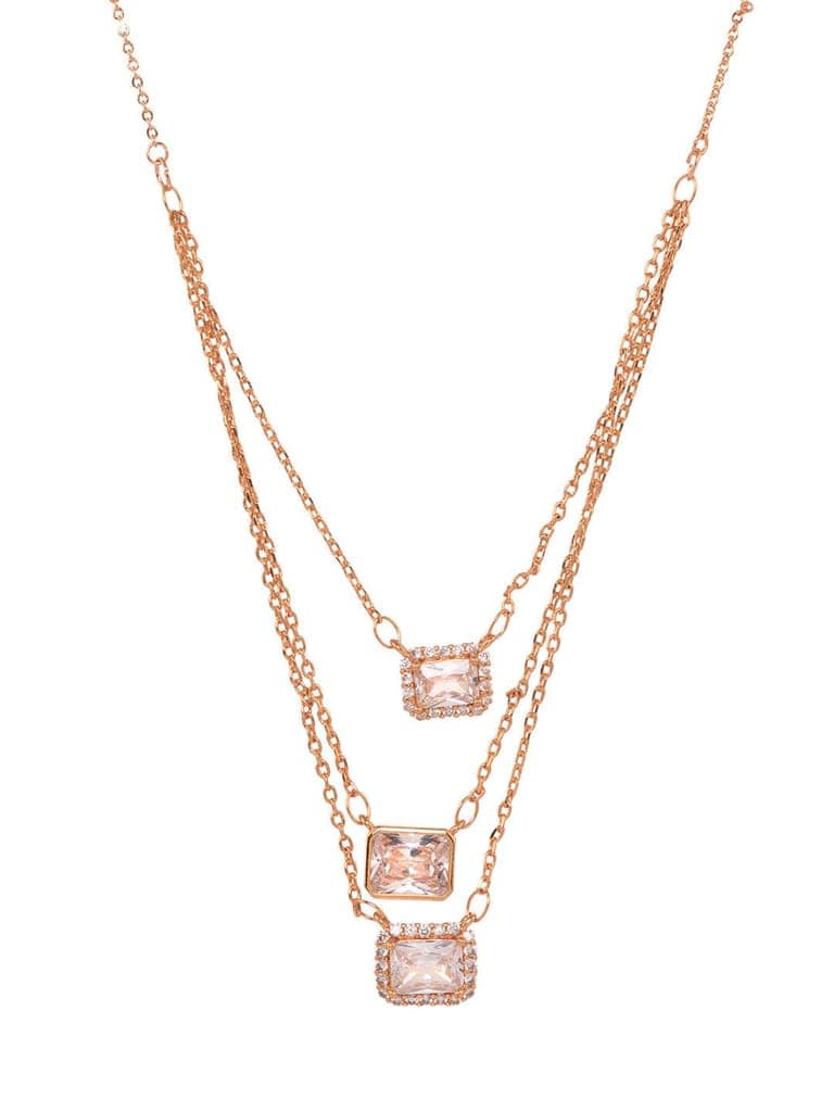 Gold Toned AD Studded Layered Necklace view 3