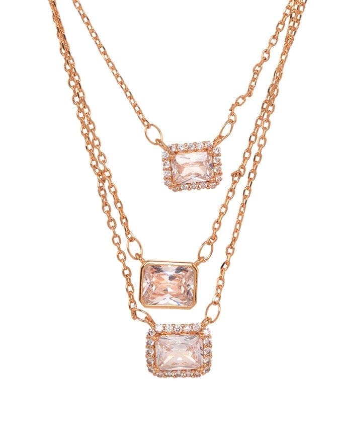 Gold Toned AD Studded Layered Necklace view 4