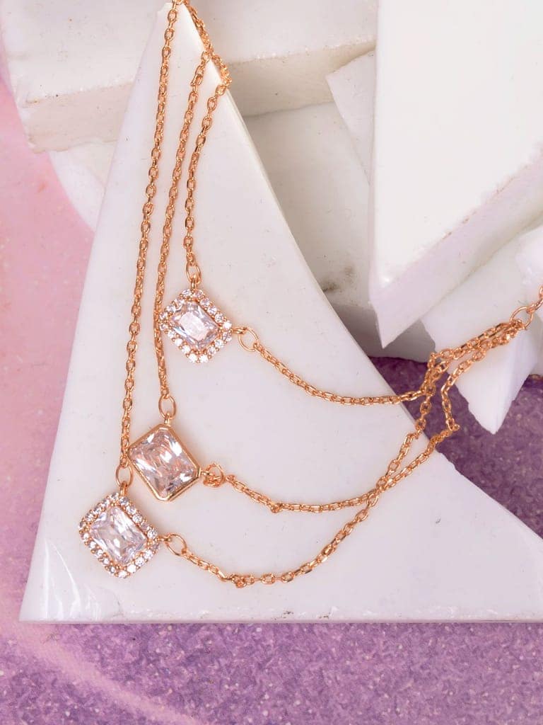 Gold Toned AD Studded Layered Necklace view 7