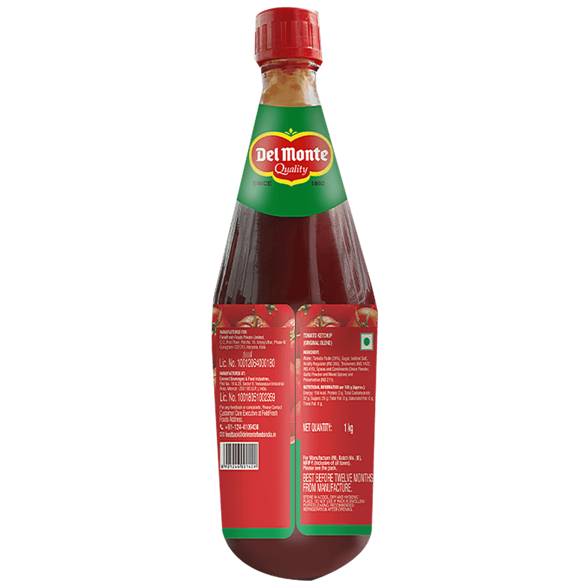 Del Monte Tomato Ketchup - Original Blend, 1 Kg Glass Bottle view 2