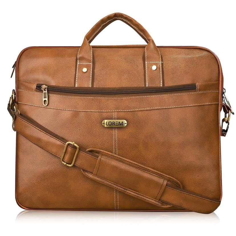 LOREM Tan Color Faux Leather 10L Laptop Messenger Bag For Men & Women BG14