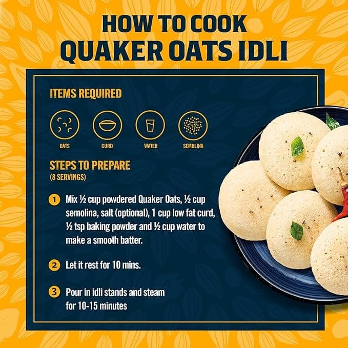 Quaker Oats | Rolled Oats Natural Wholegrain | Nutritious Breakfast Cereals | Dalia Porridge | Easy to Cook | 1 Kg Each | Pack of 2 | 2 Kg Pack view 6