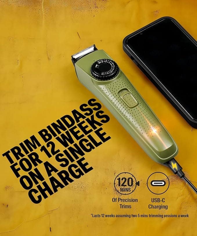 BOMBAY SHAVING COMPANY Flash Charging Men Beard Trimmer with Styling Pen Trimmer 120 min Runtime 38 Length Settings (Green) view 5