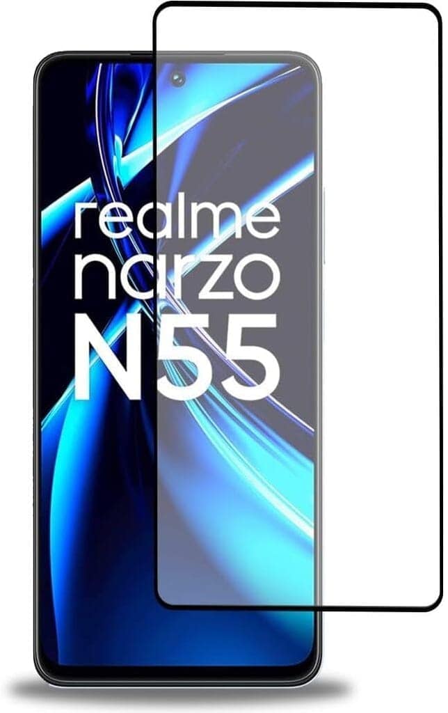 PLUGTECH Advanced Tempered Glass With Anti-Explosion 9H Hardness Edge-To-Edge Coverage Screen Guard for Realme NARZO N55