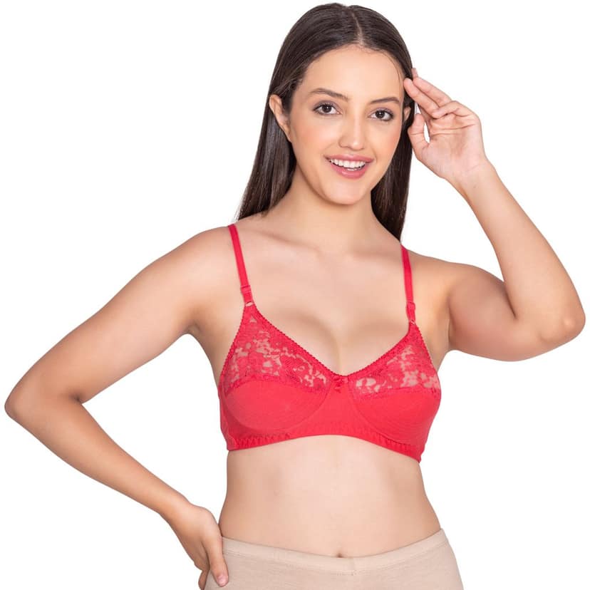 Bodycare polycotton wirefree adjustable straps designer net cup non padded bra-1535BB view 2