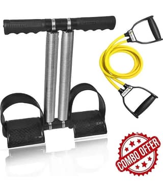 YUPLITE Tummy Trimmer- Double Spring Combo Detachable Double Tube Resistance Band Rope Stretching Tubes Latex for Men and Women Gym & Fitness Kit