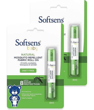 Softsens baby Natural Mosquito Repellent Fabric Roll-On -8ml -Pack of 2
