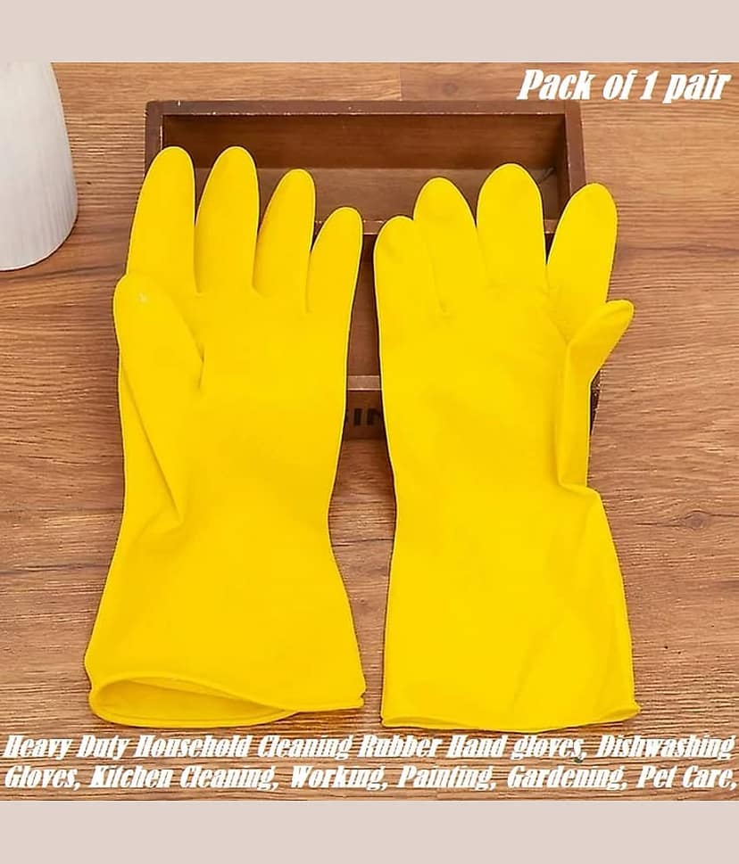 dust n shine Multicolor Rubber Medium Cleaning Gloves ( Pack of 1 )