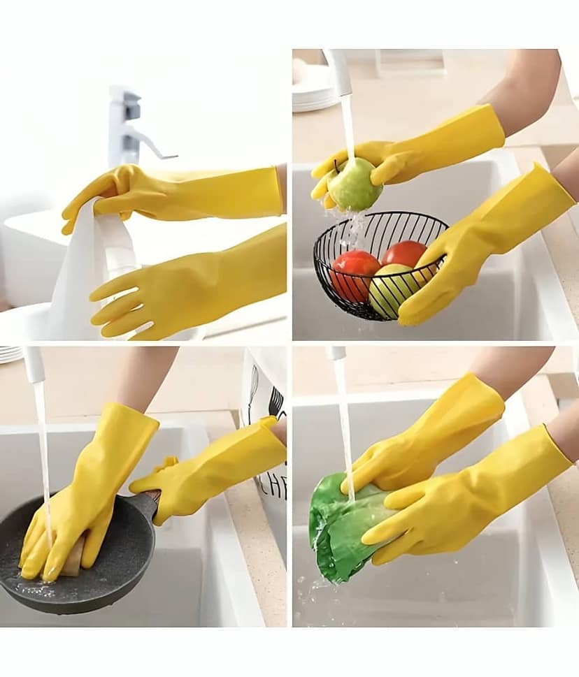 dust n shine Multicolor Rubber Medium Cleaning Gloves ( Pack of 1 ) view 3