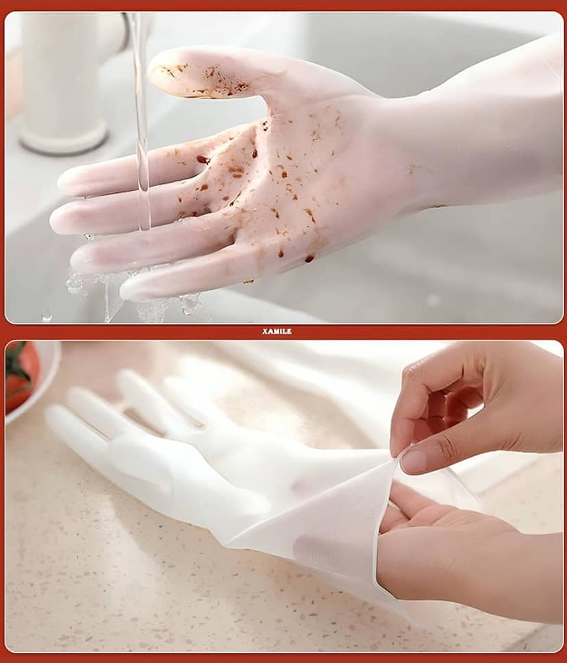 dust n shine Multicolor Rubber Medium Cleaning Gloves ( Pack of 1 ) view 4
