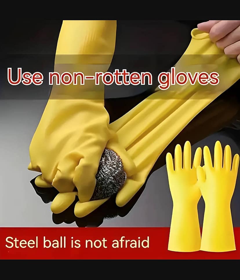 dust n shine Multicolor Rubber Medium Cleaning Gloves ( Pack of 1 ) view 6