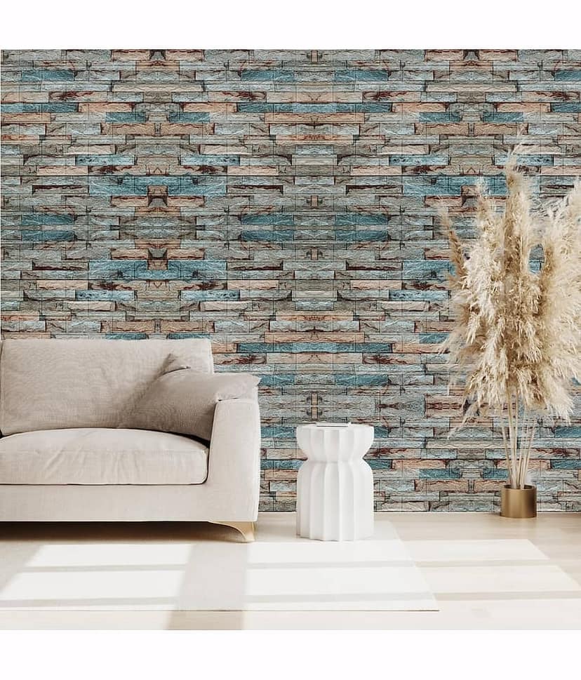 KRAMOX Wallpaper for Walls 3D Wall Stickers Self Adhesive PE Foam Brick Design Wallpaper for Wall Decor Home, Hotel,Living Room, Bedroom Cafe Wooden view 2