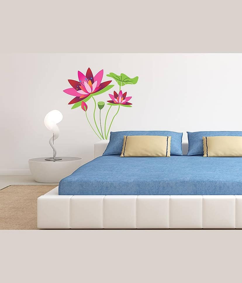 Asmi Collection Beautiful Lotus Flower Wall Sticker ( 75 x 78 cms )