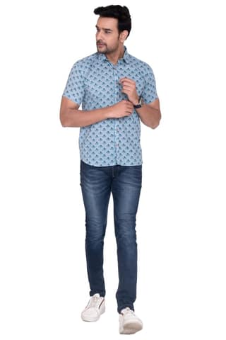 Blue Lotus Sanganeri Printed Cotton Shirt