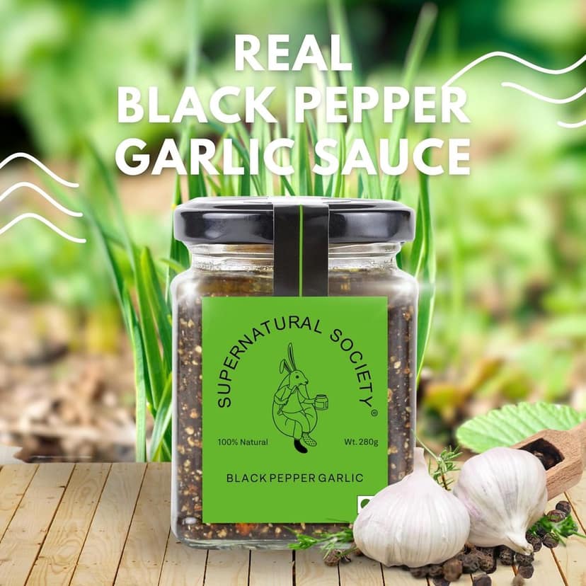 Supernatural Society - Black Pepper Garlic Sauce - 280g | Cook, Dip, Marinate, Spread | Vegan, Gluten-Free | No MSG | Perfect for Rice, Noodle, Tofu, Paneer, Veggies & Meat view 3