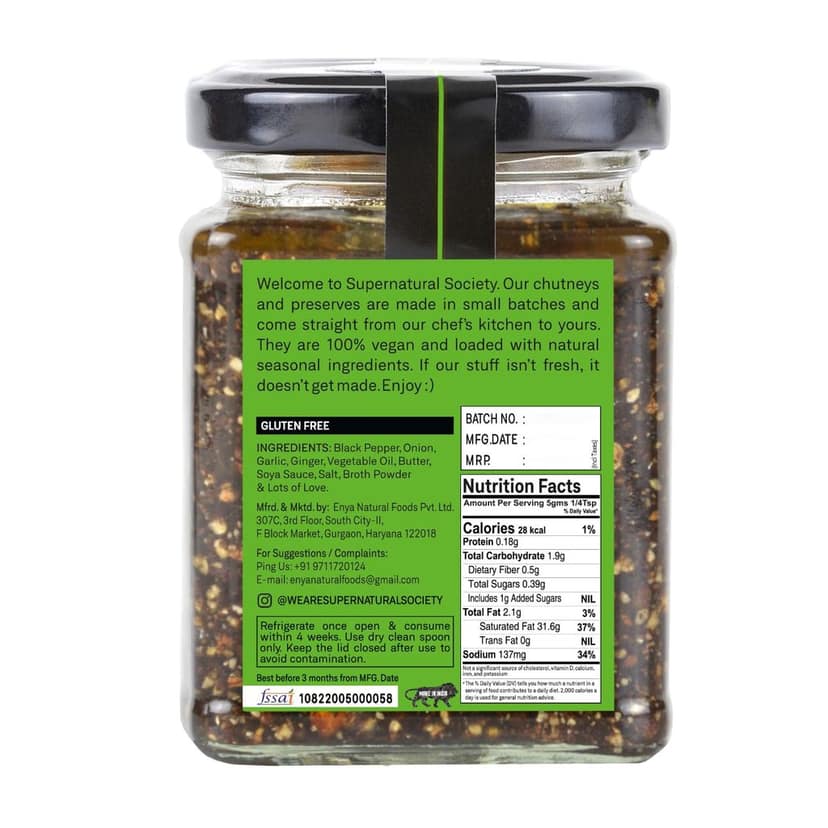 Supernatural Society - Black Pepper Garlic Sauce - 280g | Cook, Dip, Marinate, Spread | Vegan, Gluten-Free | No MSG | Perfect for Rice, Noodle, Tofu, Paneer, Veggies & Meat view 4