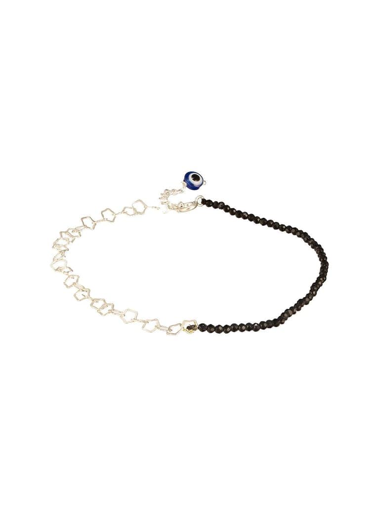 925 Sterling Silver Black Beads Evil Eye Charms Designer Handcrafted Anklet Payal view 4