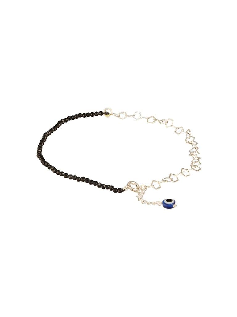 925 Sterling Silver Black Beads Evil Eye Charms Designer Handcrafted Anklet Payal view 5