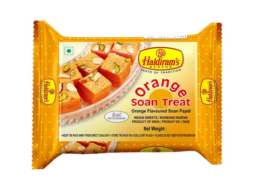 Haldiram's Soan Papdi (Orange Flavour) Packed Sweets - 250 Gm - Pack of 2