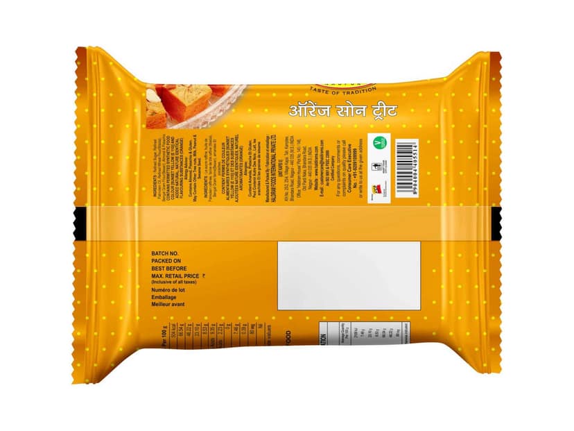 Haldiram's Soan Papdi (Orange Flavour) Packed Sweets - 250 Gm - Pack of 2 view 2
