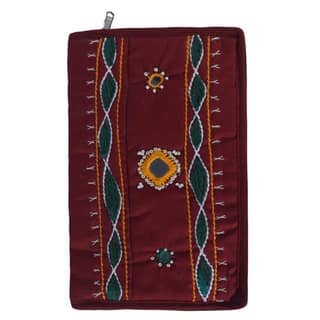 Tribes India Banjara Handmade Purse With Mobile Case Maroon Color