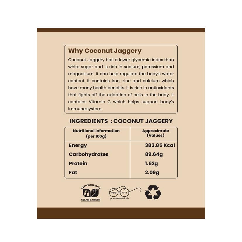 BMS Naturals Coconut Jaggery - 500g | Low Calorie, 100% Natural Sugar Substitute view 4