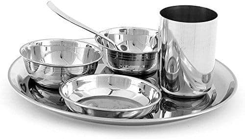 Krishna Gold Stainless Steel Dinner Set of 36 pc/dulhan/kanyadan for Gift Exclusive Dinner Set with Attractive Laser Design with Mirror Polish view 2