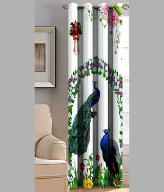 BELLA TRUE Abstract Semi-Transparent Eyelet Curtain 7 ft ( Pack of 2 ) - Multicolor