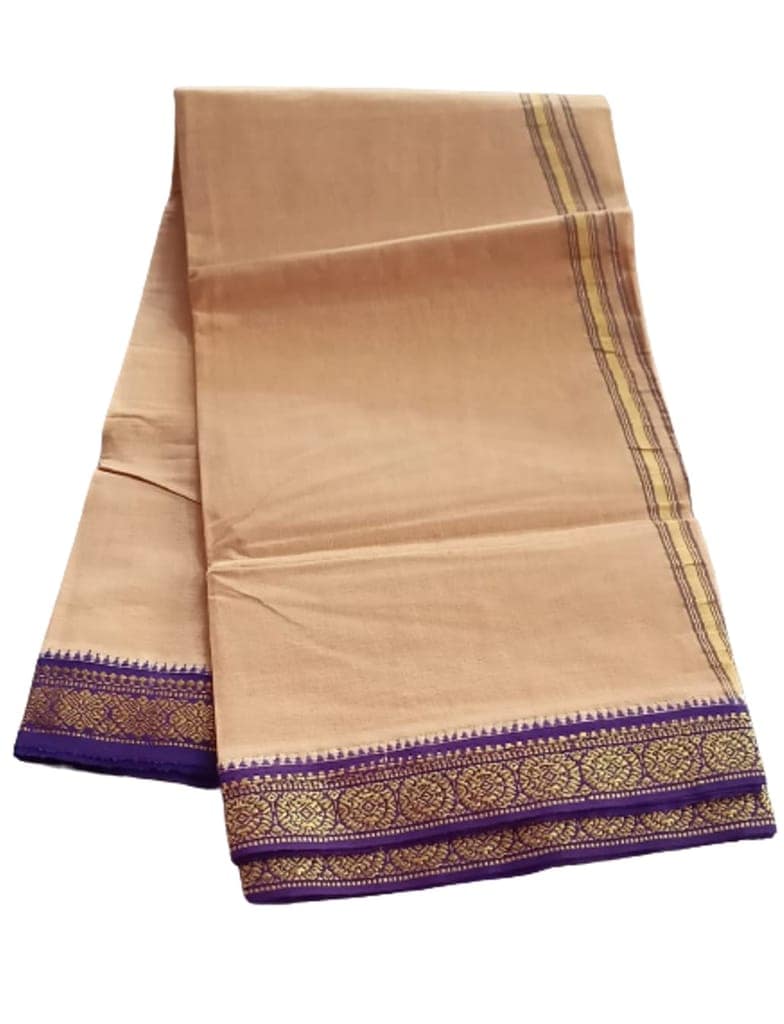 Jinka Lakshmi Collections 100% Handloom Cotton Dhoti With Big Borders 4 Meters Unstitched Pack of 2 (Multicolor-3) view 4