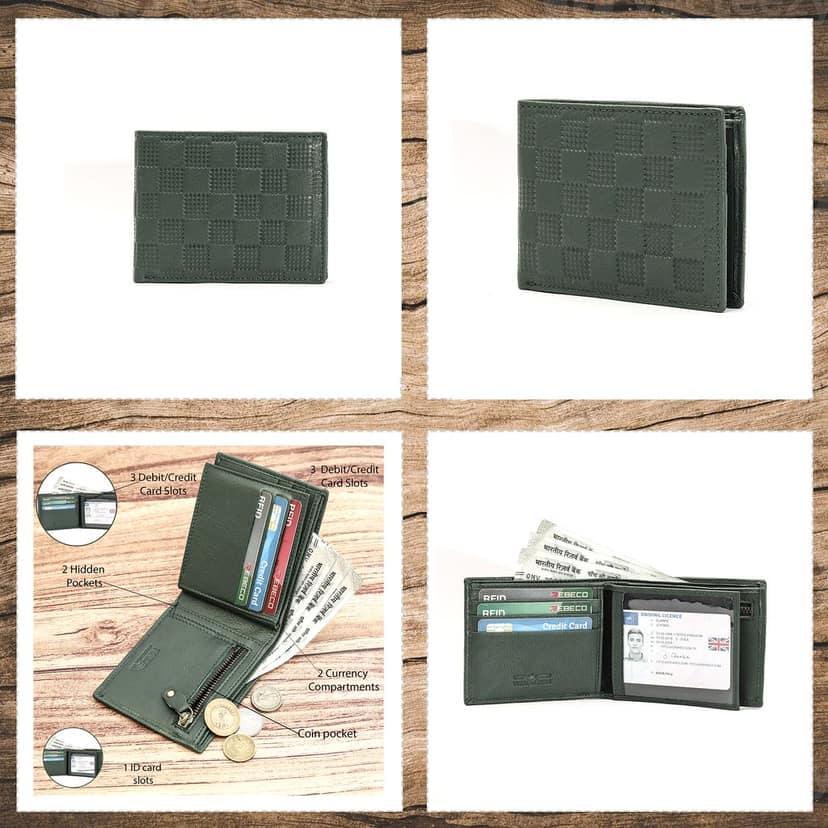 Vital King Men Trendy, Evening/Party Green Genuine Leather RFID Wallet (11 Card Slots) view 9
