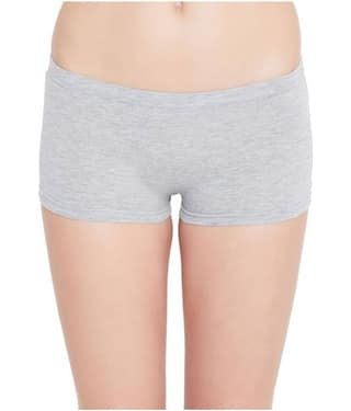 Leading Lady Cotton Solid Women's Boy Shorts ( Grey )