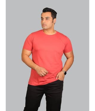 Xmex Pack of 1 Cotton Blend Regular Fit Men's T-Shirt ( Coral )