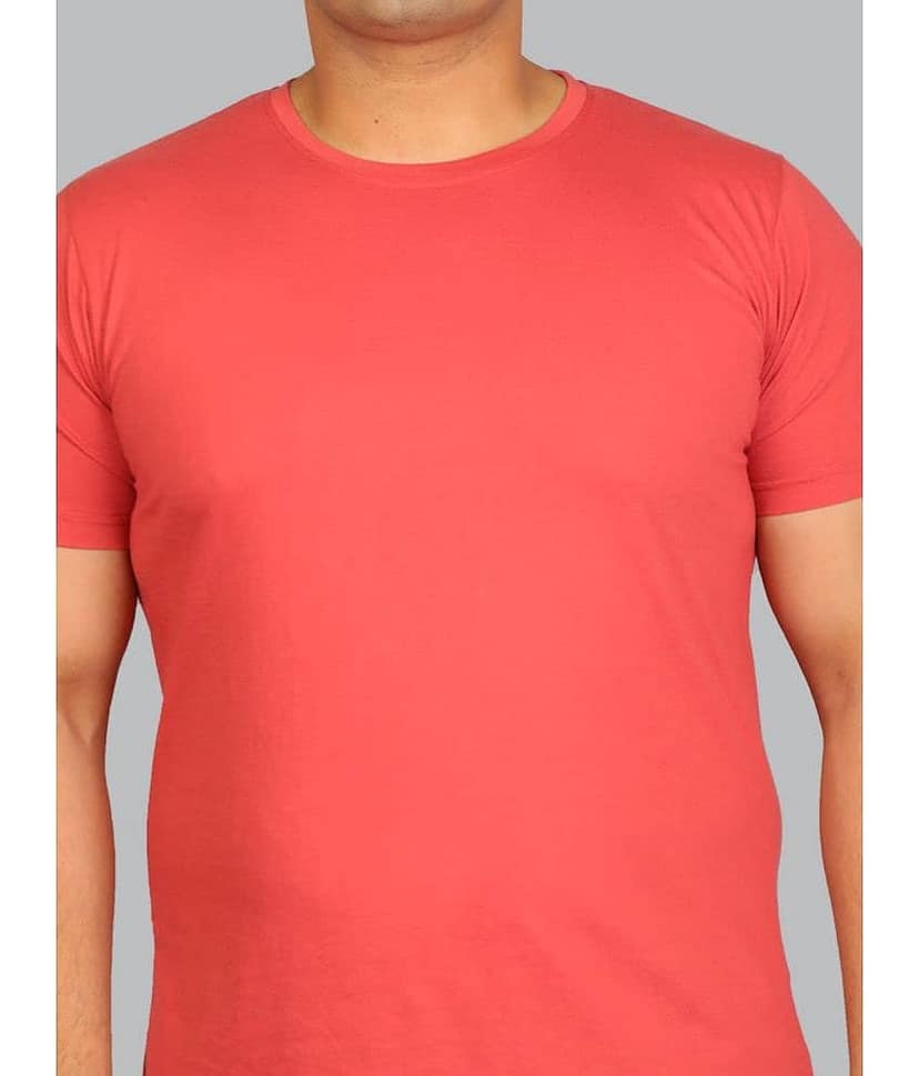 Xmex Pack of 1 Cotton Blend Regular Fit Men's T-Shirt ( Coral ) view 2
