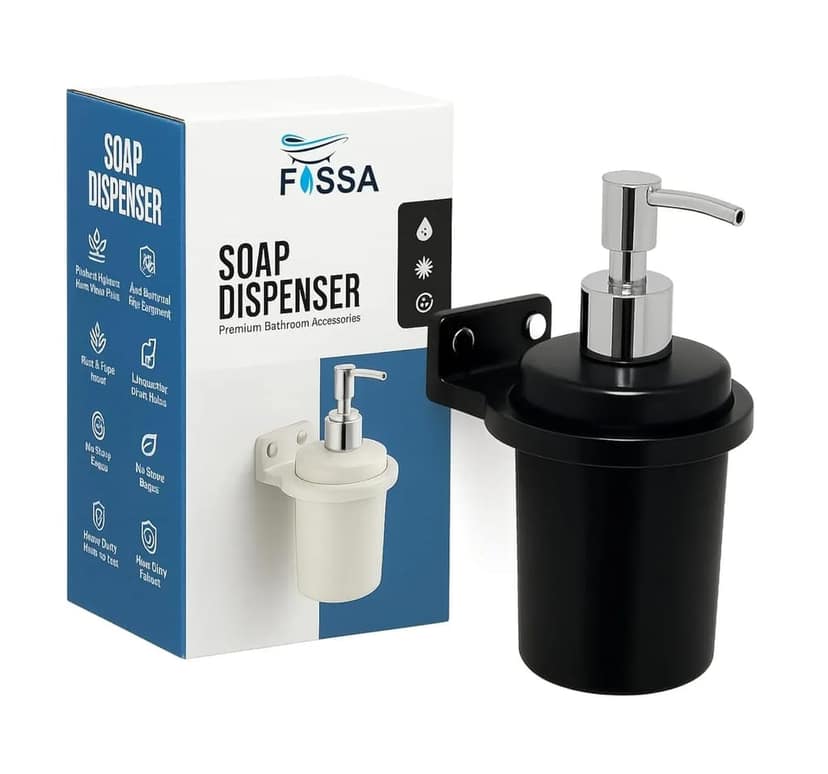 Black Soap Dispenser Unbreakable Abs Ceramic Finish (RB-124) view 2