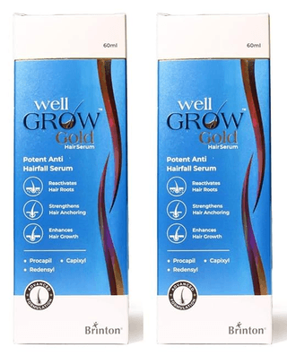 Brinton WellGrow Gold Hair Serum for Hair Care Women Men (60ML) x Pack of 2