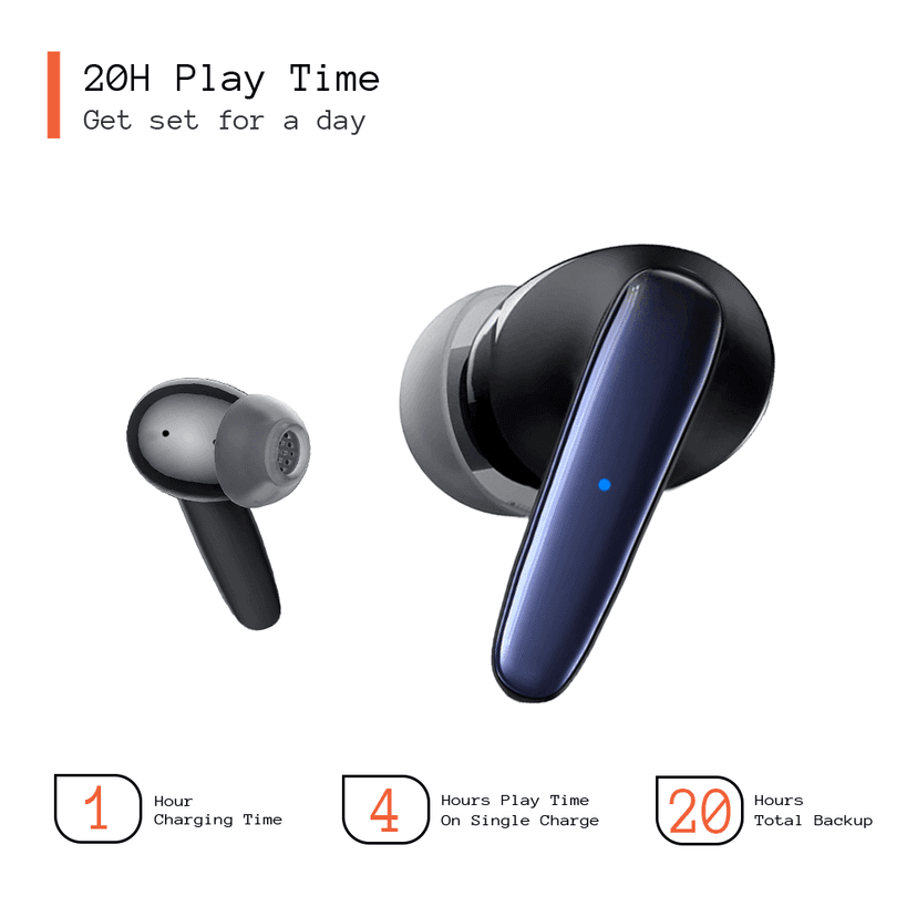 Aeroessentials AeroTune 121 Wireless Earbuds, Bluetooth 5.3, 10mm Drivers, 20 Hours Total Playtime, Touch Controls view 3