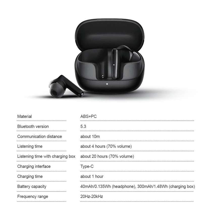 Aeroessentials AeroTune 121 Wireless Earbuds, Bluetooth 5.3, 10mm Drivers, 20 Hours Total Playtime, Touch Controls view 5