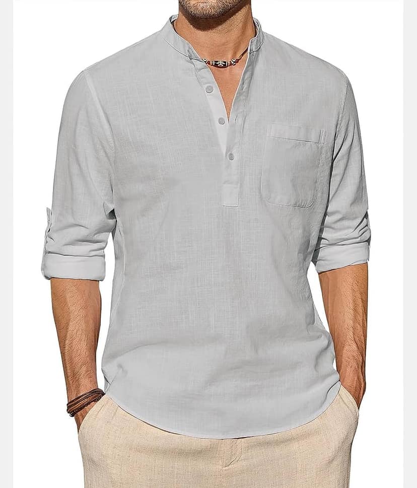 TrendiVastra Cream Cotton Blend Men's Shirt Style Kurta ( Pack of 1 )