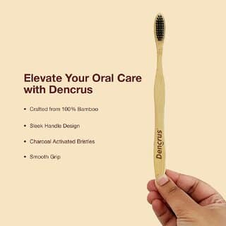 (Pack of 5) DENCRUS Natural Bamboo Toothbrus Charcoal Activated Soft Bristles for Gentle Cleaning view 2