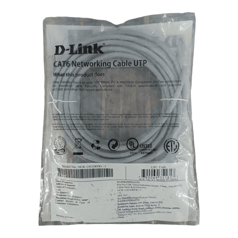 Connect & Conquer: Premium D-Link Cat6 Ethernet Cable 5m - High-Speed Data Transfer, Reliable Signal, Grey, Sleek Design view 3