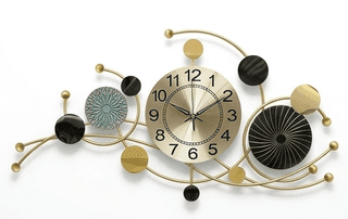 Contemporary Abstract Galactic Metal Wall Clock – Gold & Black Celestial Design