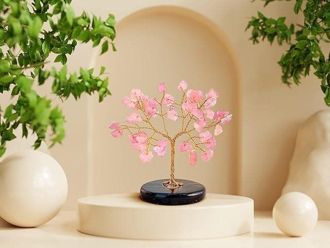 Rose Quartz Crystal Money Tree Car Dashboard Decor Good Luck Ornament view 2