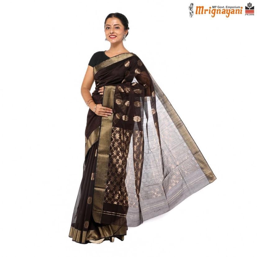 HANDLOOM MAHESHWARI SILK SAREE WITH BLOUSE (SKU - 3S0107180522, SAREE- 1269) view 2