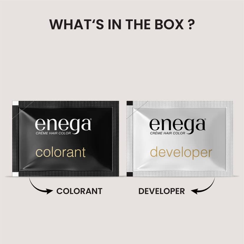 Enega Natural Black Creme Hair Color with Developer - No Ammonia, Long-Lasting Grey Coverage, Nourishing Formula view 2