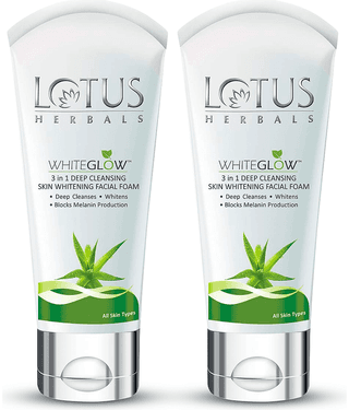 Lotus Herbals Whiteglow 3 In 1 Deep Cleaning Facial Foam 100g (Pack of 2)