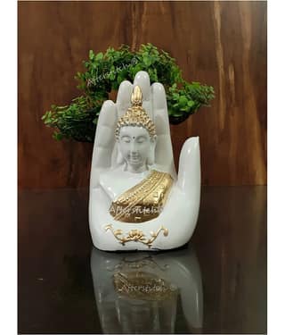 AFTERSTITCH palm buddha idol statue for home office decoration showpiece God Figurines 17 cm (Pack of 1)