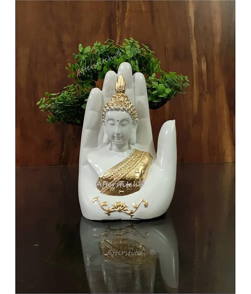 AFTERSTITCH palm buddha idol statue for home office decoration showpiece God Figurines 17 cm (Pack of 1)