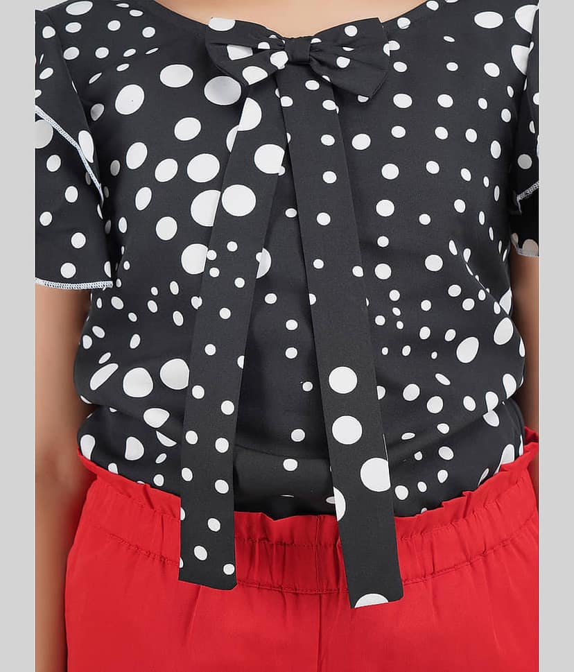 Being Naughty Pack of 1 Girls Polyester Top With Capris ( Black & Red ) view 2